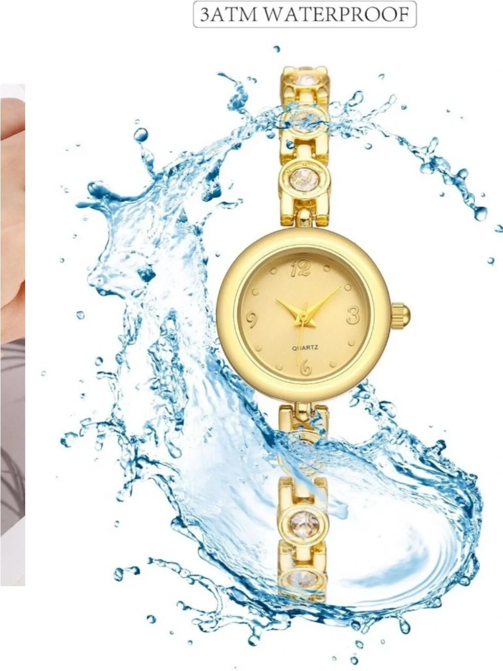 Women's All Gold Small Thin Analog Quartz Bracelet Dainty Waterproof Wrist Watch